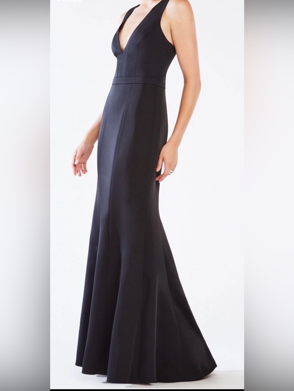 BCBGMaxAzria Black Deep V-Neck Floor-Length Gown - Picture 13 of 14